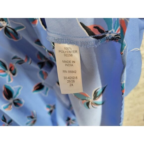 Woman Within Womens Top 2X Sleeveless Blue Floral Pocket Polyester FLO227E - Picture 8 of 8